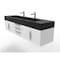 Castello Usa Nile 72" Wall Mounted White Vanity With Black Top And Brushed Nickel Handles CB-MC-72W-BN-2053-BL - alternate 4